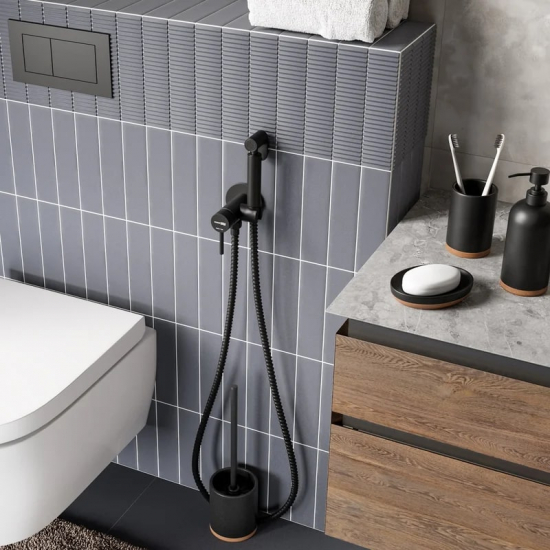 Гигиенический душ WASSERKRAFT A70638 встраиваемый, со смесителем, чёрный