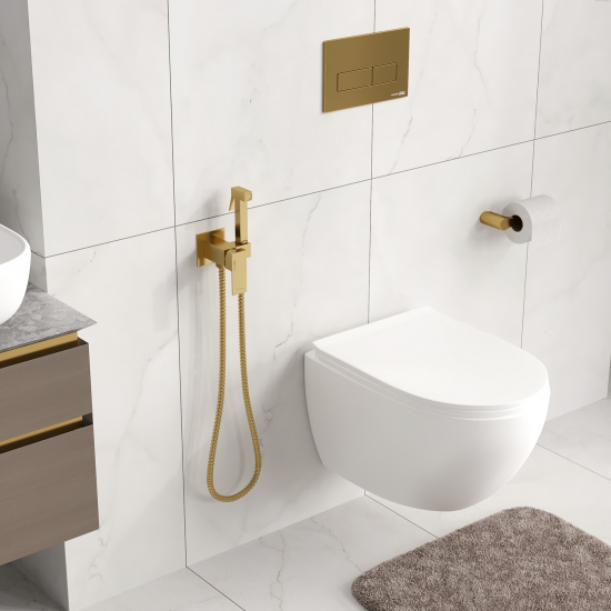 Гигиенический душ WASSERKRAFT Aisch A71838 встраиваемый, со смесителем, матовое золото PVD
