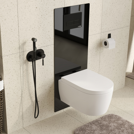 Гигиенический душ WASSERKRAFT Gollach 3338 встраиваемый, со смесителем, чёрный soft-touch