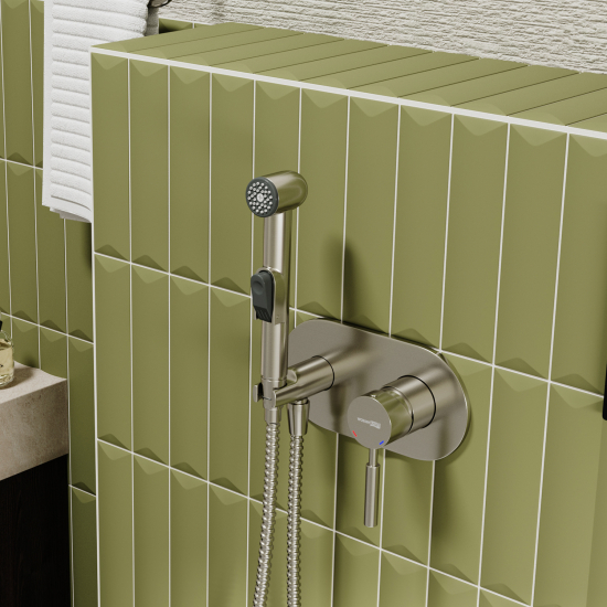 Гигиенический душ WASSERKRAFT Wern 4238 встраиваемый, со смесителем, никель