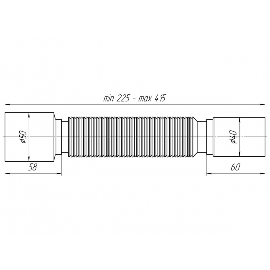 Гофра для сифона АНИ ПЛАСТ 1 1/2"*40/50 (225-415мм) K435 укороченная без гайки