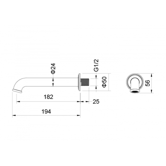 Излив AQUATEK Классик AQ1541CR для ванны, хром