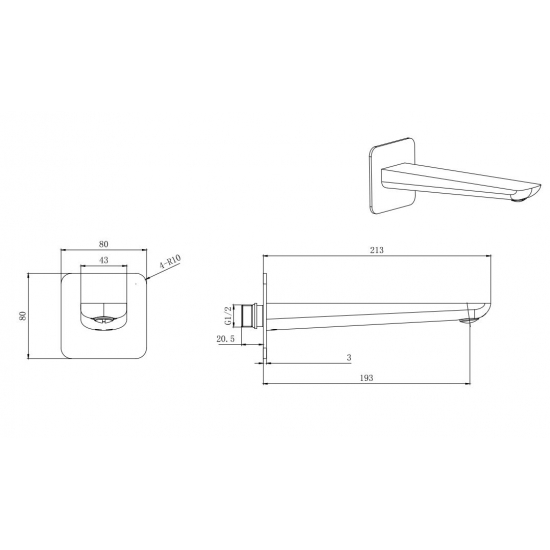Излив AQUATEK Вега AQ1041MB для ванны, чёрный матовый