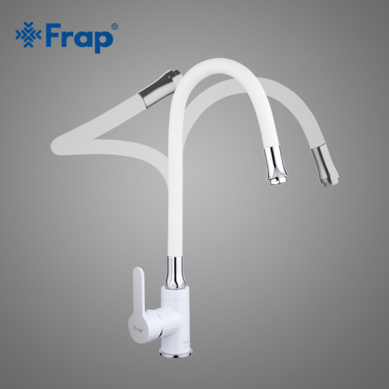 Излив для смесителя кухни FRAP F7256 гибкий универсальный, белый