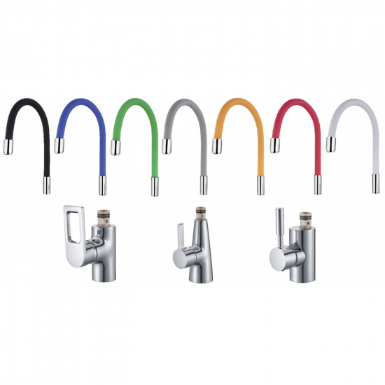 Излив для смесителя кухни FRAP W01 гибкий силиконовый, синий