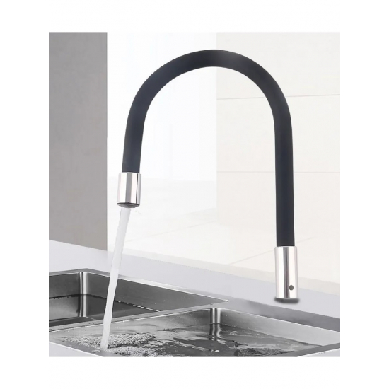 Излив для смесителя кухни FRAP W04 гибкий силиконовый, чёрный