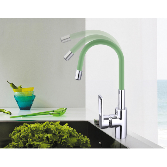 Излив для смесителя кухни FRAP W05 гибкий силиконовый, зеленый