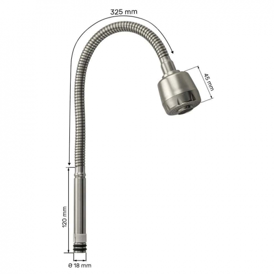 Излив для смесителя кухни САНАКС 10715 двухрежимный, гибкий