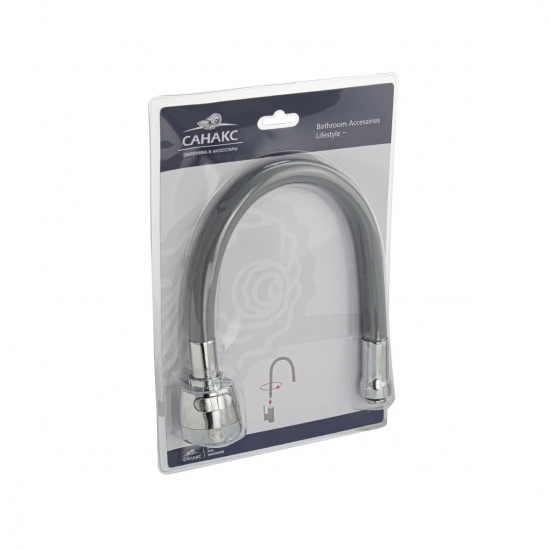 Излив для смесителя кухни САНАКС 10721 двухрежимный гибкий, силиконовый, серый