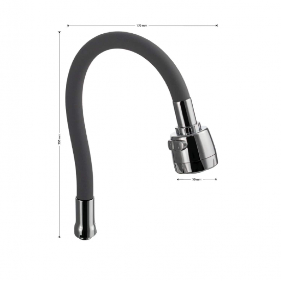 Излив для смесителя кухни САНАКС 10721 двухрежимный гибкий, силиконовый, серый