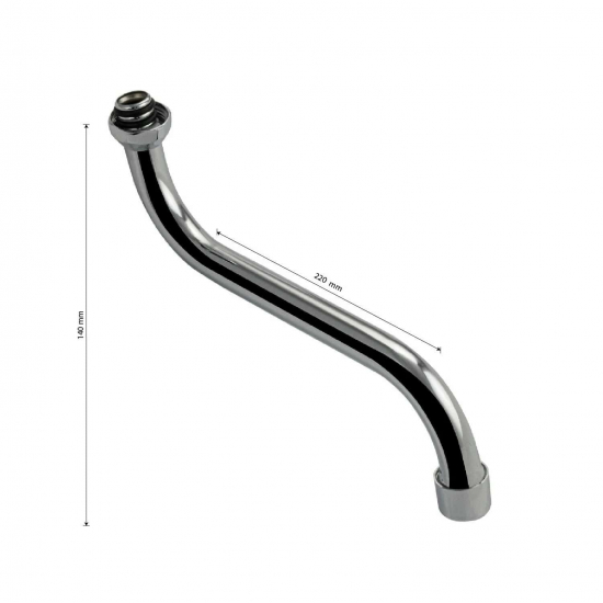 Излив для смесителя ванны САНАКС 00024 S-образный трубчатый 22 см