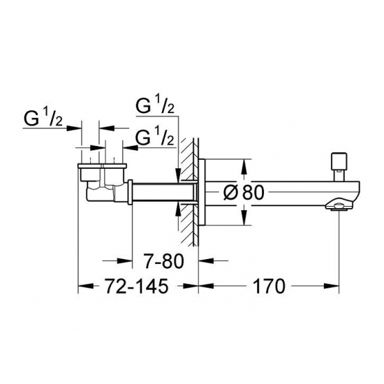 Излив GROHE Eurosmart Cosmopolitan 13262000 для ванны с душем, хром