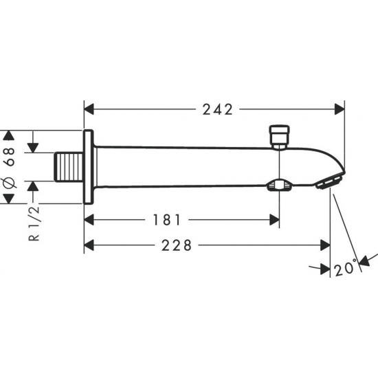 Излив HANSGROHE E 228 13424000 для ванны с душем, хром