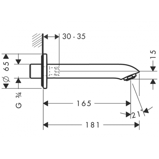Излив HANSGROHE Metris 31494000 для ванны, хром