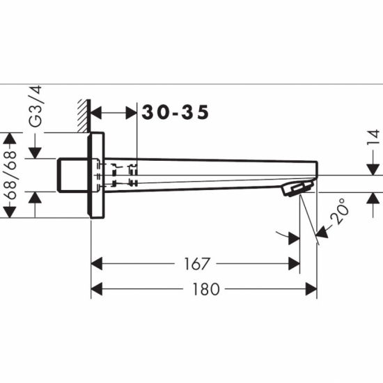 Излив HANSGROHE Metropol 32542000 для ванны, хром