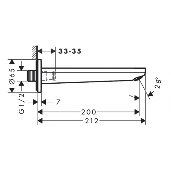 Излив HANSGROHE Rebris S 72430670 для ванны, чёрный матовый