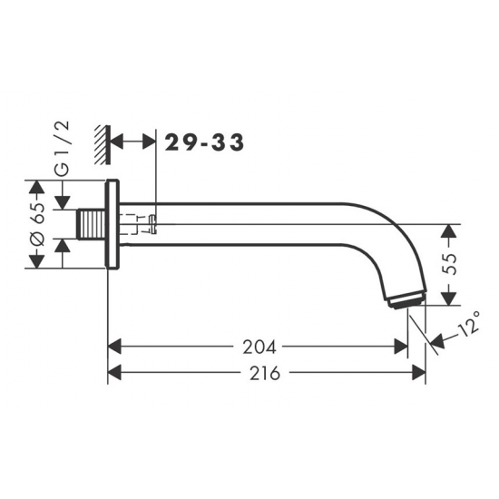 Излив HANSGROHE Vernis Blend 71420000 для ванны, хром