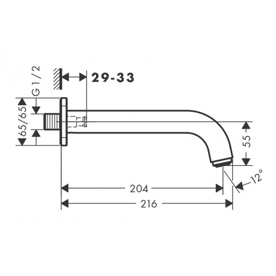 Излив HANSGROHE Vernis Shape 71460000 для ванны, хром