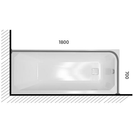 Карниз для ванны ТРИТОН 180х70  нержавейка