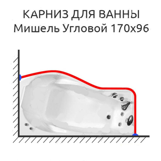 Карниз для ванны ТРИТОН Мишель 167х93 нержавейка
