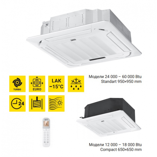 Кассетный кондиционер ZANUSSI ZACC-36 H/ICE/FI/A22/N1 комплект (блок внутренний, блок внешний)