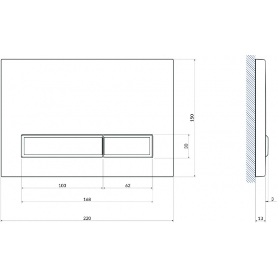 Кнопка для инсталляции CERSANIT Blick 64114 пластик хром глянцевый