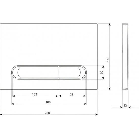 Кнопка для инсталляции CERSANIT Estetica 64112 пластик, черная матовая, рамка хром