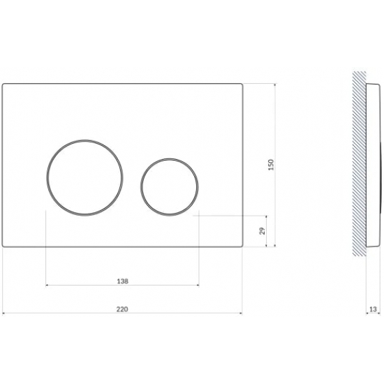 Кнопка для инсталляции CERSANIT Twins 63534 пластик, c рамкой, черная матовая
