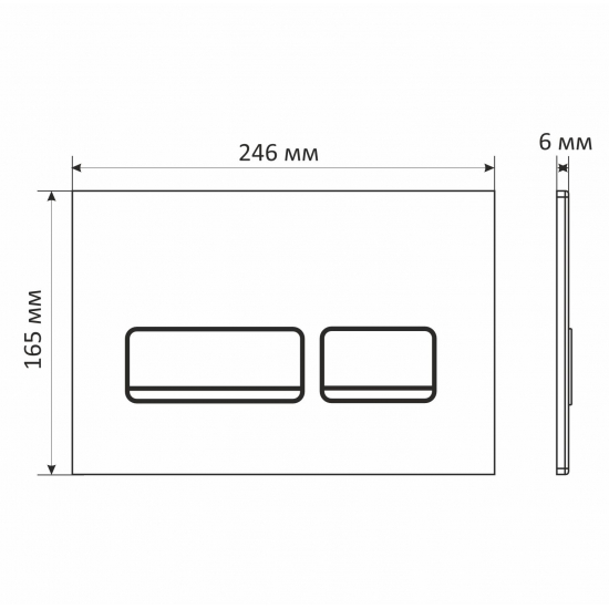 Кнопка для инсталляции WAVE E2 Glass прямоугольная, чёрный/хром