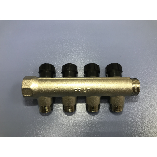 Коллектор регулируемый FRAP на 4 контура 3/4"x1/2" FM F404.4