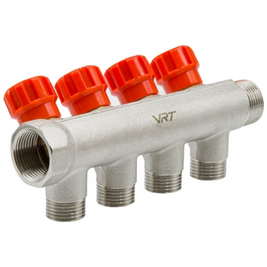 Коллектор регулируемый VRT на 4 контура 3/4"x1/2" 524078