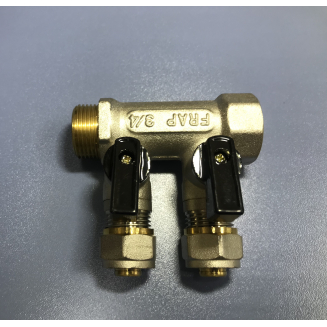 Коллектор с кранами FRAP на 2 контура 3/4"x16 FM F401.2