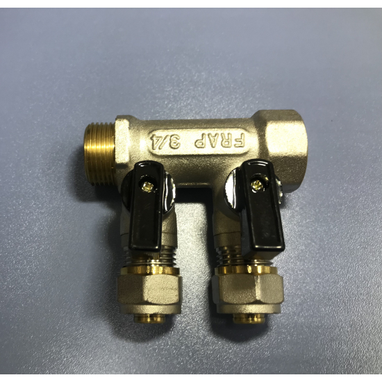 Коллектор с кранами FRAP на 2 контура 3/4"x16 FM F401.2