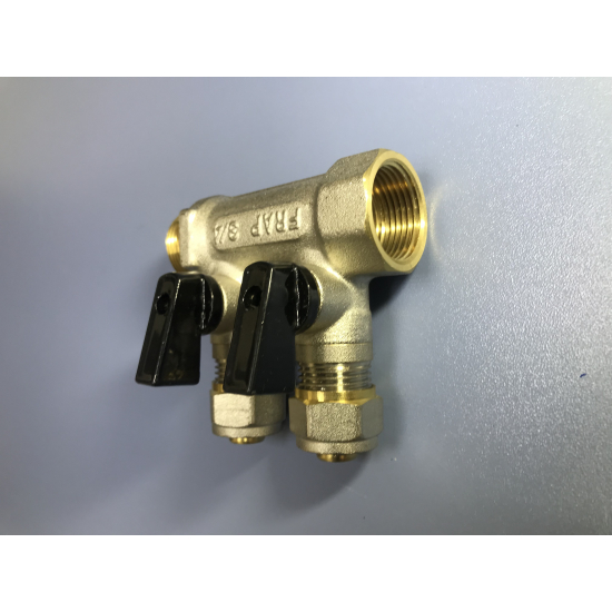 Коллектор с кранами FRAP на 2 контура 3/4"x16 FM F401.2