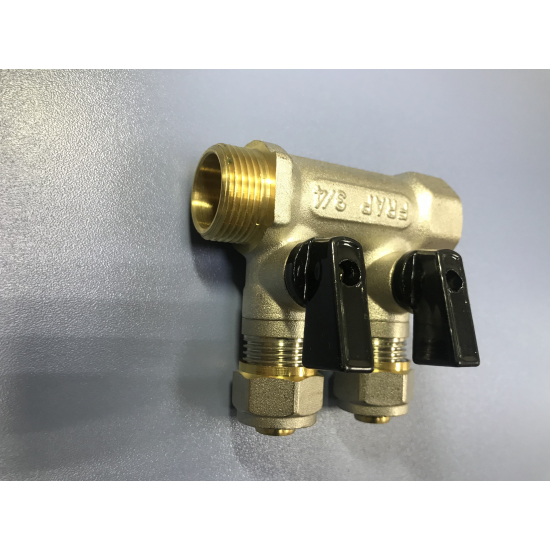 Коллектор с кранами FRAP на 2 контура 3/4"x16 FM F401.2