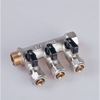 Коллектор с кранами FRAP на 3 контура 3/4"x16 FM F401.3