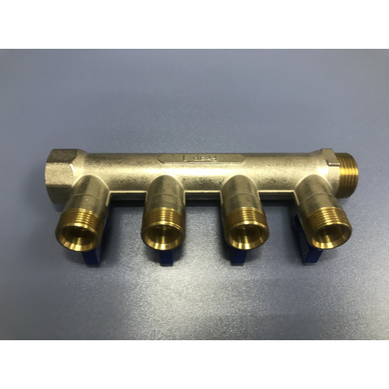 Коллектор с кранами FRAP на 4 контура 1"x3/4" FM F403.4