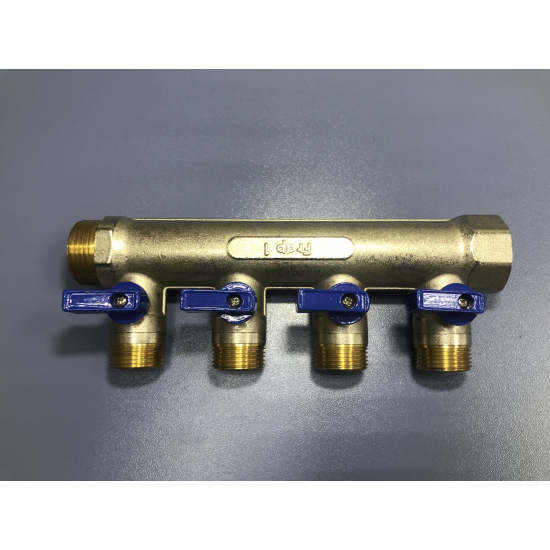 Коллектор с кранами FRAP на 4 контура 1"x3/4" FM F403.4