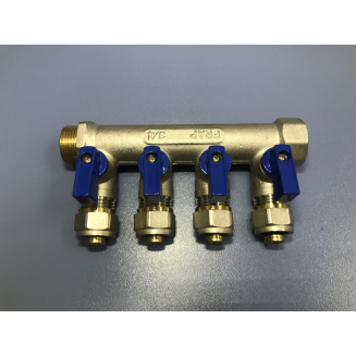 Коллектор с кранами FRAP на 4 контура 3/4"x16 FM F401.4