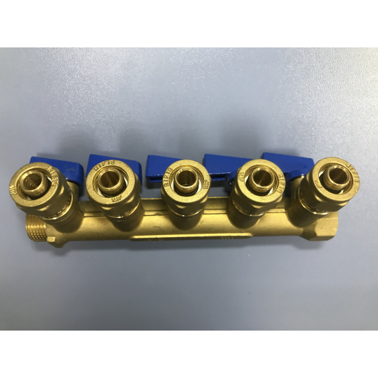 Коллектор с кранами FRAP на 5 контуров 3/4"x16 FM F401.5