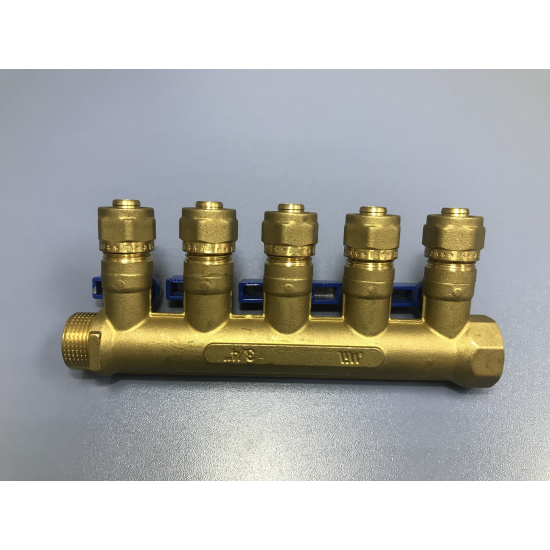 Коллектор с кранами FRAP на 5 контуров 3/4"x16 FM F401.5