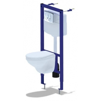 Комплект АНИ ПЛАСТ инсталляции с унитазом Элеганс 4в1 WN1111 кнопка овальная хром глянец