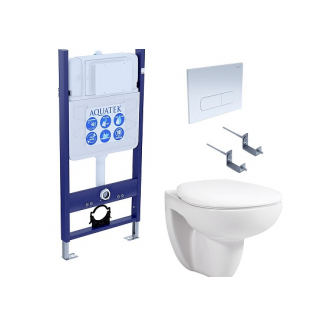 Комплект AQUATEK Каир-013 (инсталляция №14, крепеж, унитаз Каир с микролифтом, клавиша белая №13)