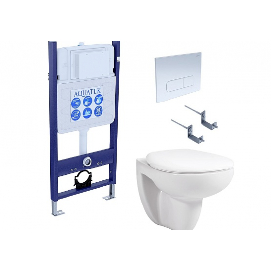 Комплект AQUATEK Каир-013 (инсталляция №14, крепеж, унитаз Каир с микролифтом, клавиша белая №13)