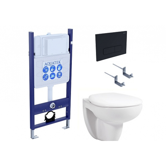 Комплект AQUATEK Каир-017 (инсталляция №14, крепеж, унитаз Каир с микролифтом, клавиша черная №17)