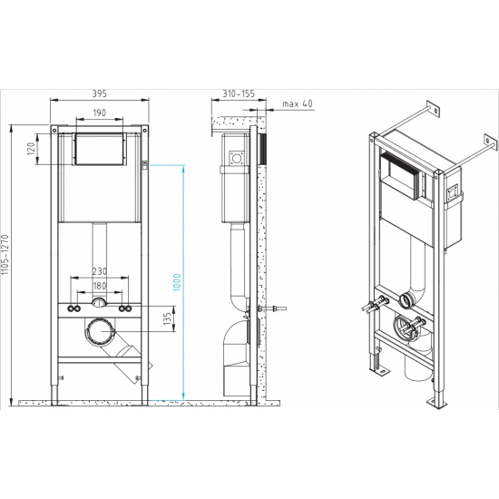 Комплект CERSANIT A64439 City CO DPL EO Slim инсталляция VECTOR + Pilot кнопка стекло белая