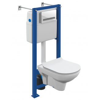 Комплект CERSANIT A64439 City CO DPL EO Slim инсталляция VECTOR + Pilot кнопка стекло белая