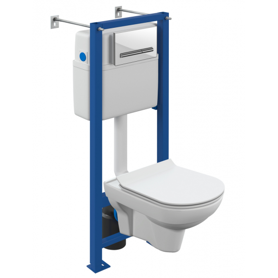 Комплект CERSANIT A64439 City CO DPL EO Slim инсталляция VECTOR + Pilot кнопка стекло белая