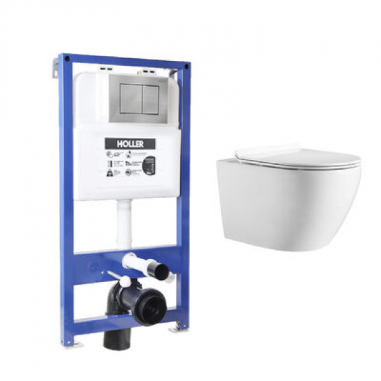Комплект инсталляции HOLLER MQ100 (3 в 1), унитаз HOLLER WALL, клавиша Holler GPE хром