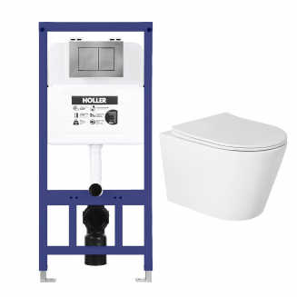 Комплект инсталляции HOLLER MQ102 (3 в 1), унитаз HOLLER SHELL Торнадо, клавиша Holler GPE хром